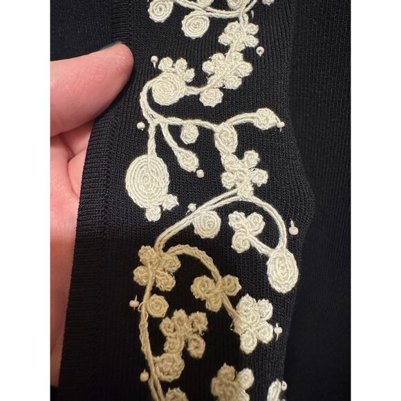 Dane Lewis Black Cardigan White Embroidered Floral Women's Plus Size 3X - Picture 4 of 9